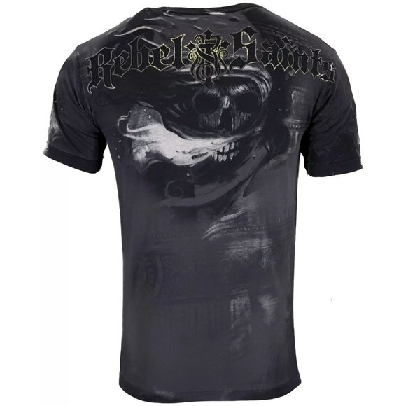Rebel Saints by Affliction Men's T-shirt DARK DEATH Biker Skull Tattoo S-5XL - Picture 2 of 8
